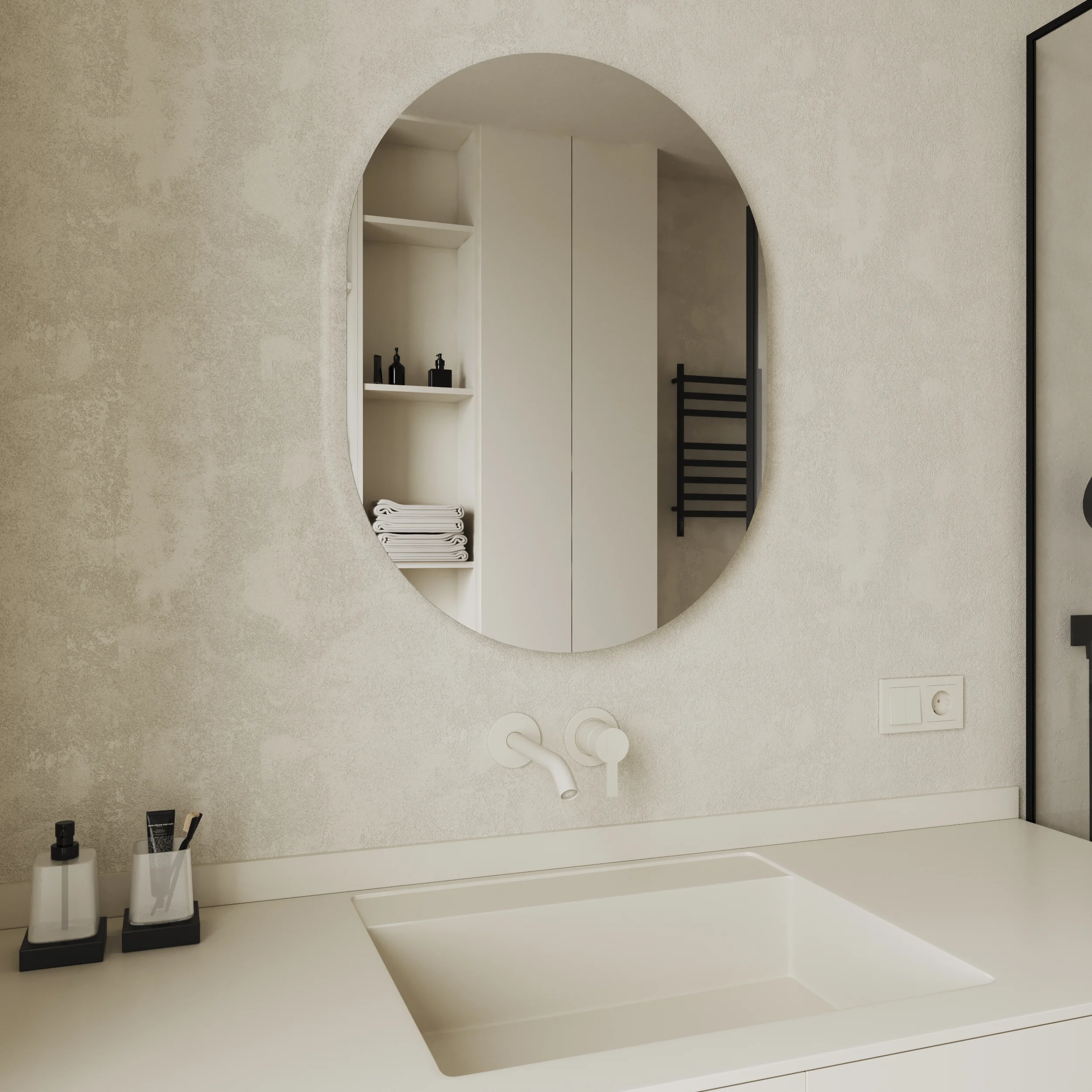 Овальне дзеркало Mironiks з фоновою LED підсвіткою